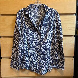 GAP BLUE & WHITE FLOWER PAJAMA SHIRT, SIZE: MEDIUM, GREAT CONDITION